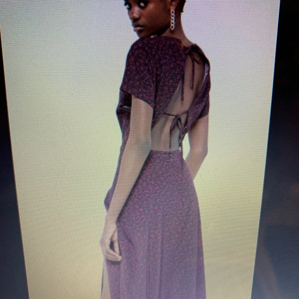 NW UO Lindsey Cap-Sleeve Side-Slit Midi Dress -red